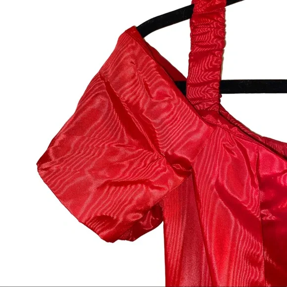 Vintage 80’s Red dress off shoulder (no tag, m/l) - Picture 4 of 7